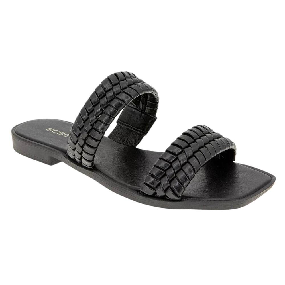 BCBGeneration Women's Lara Flat Slide Sandals Black Size 8